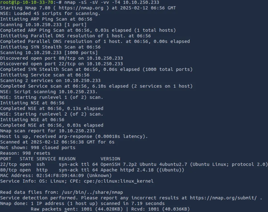 nmap 端口扫描结果