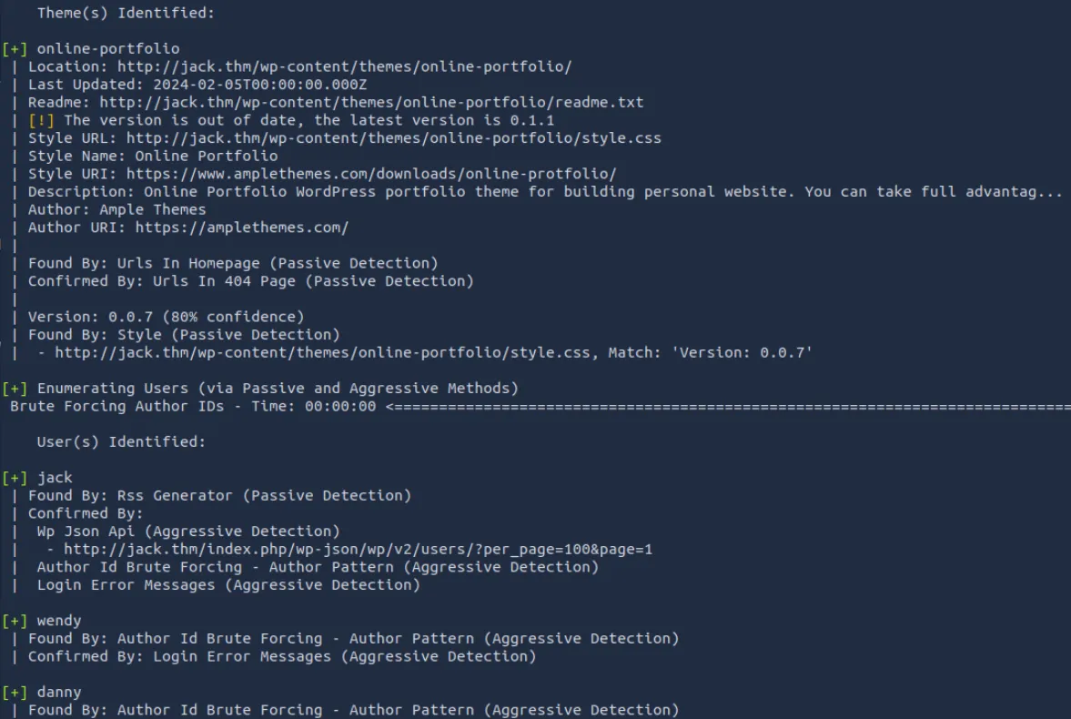 wpscan 枚举出的用户名和主题