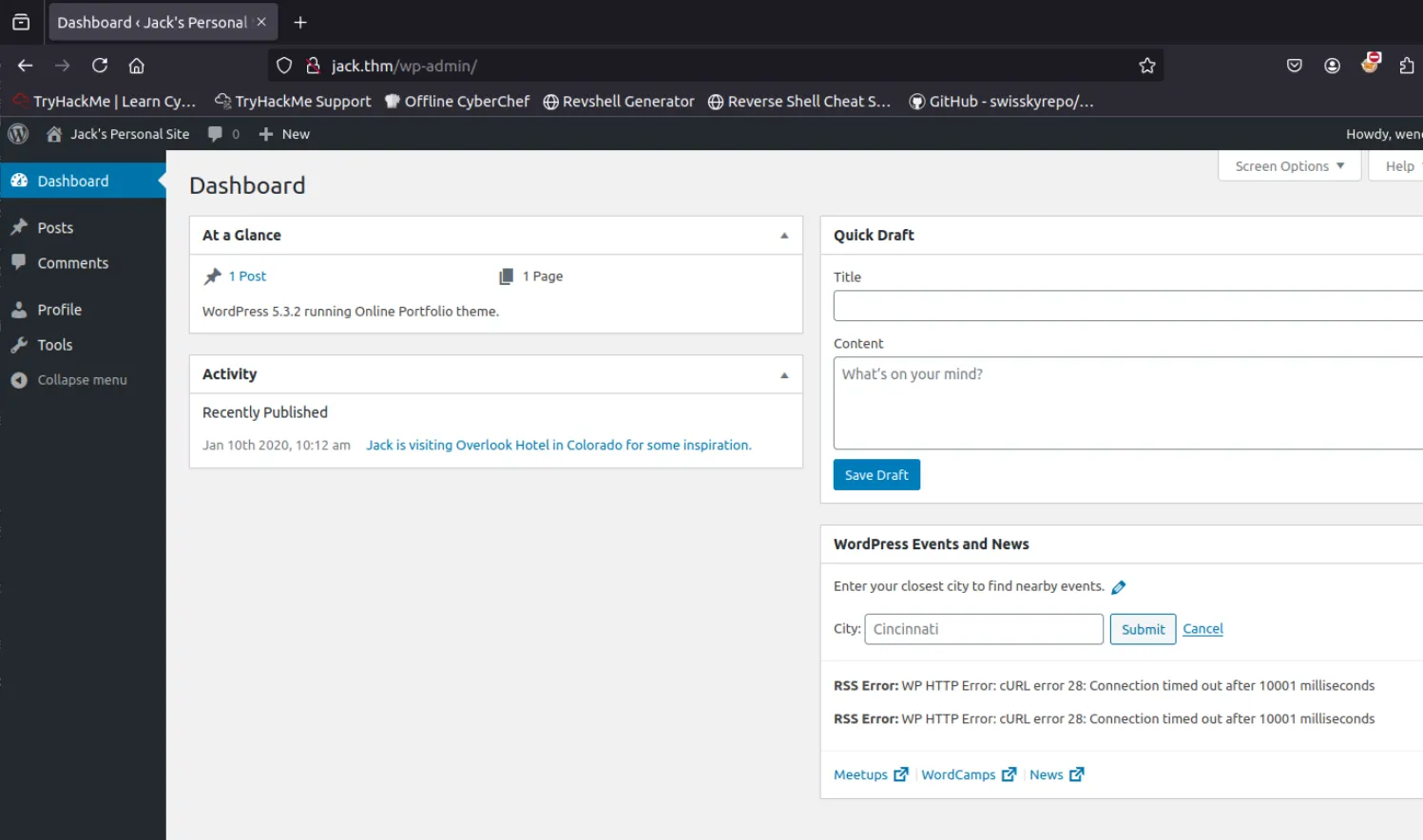 WordPress 后台页面